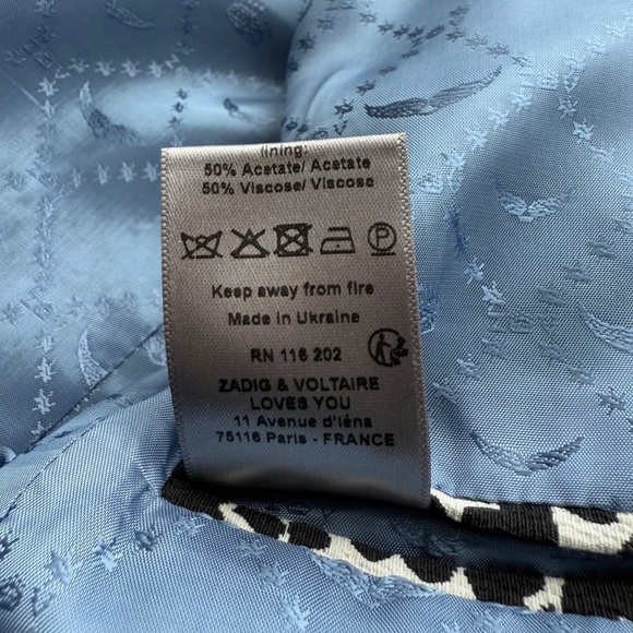 Zadig & Voltaire Viking Heart Blazer Jacket Black Beige Size 34 - Picture 7 of 14